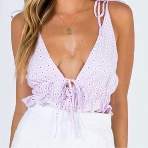Delilah Princess Poly Top in a Lilac Color Crop Top NWOT